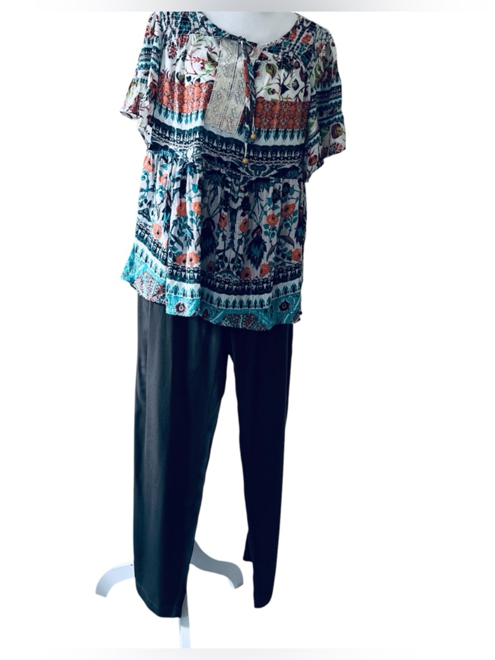 👚👖Olive Straight-Leg Women's Trousers + viscous top